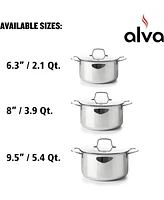 Alva Maestro Stainless Steel Casserole Dish Pot with Lid, 5.4 Qt