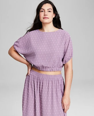 And Now This Women's Clip-Dot Scoop-Neck Crop Top, Created for Macy's