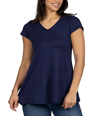 24seven Comfort Apparel Women's Short Sleeve Loose Fit Tunic Top