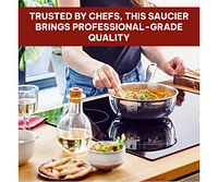 Alva Maestro 5-Ply Stainless Steel Saucier Pan, 1.6 Qt. Non-Toxic Pfas, Pfoa & Ptfe Free, Compatible with All Cooktops & Induction Safe, Stay-Cool Han