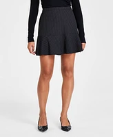 Bar Iii Women's Pinstripe Ruffle-Trim Mini Skirt, Created for Macy's