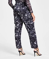 Bar Iii Women's Printed High-Rise Shine Cargo Pants, Created for Macy's