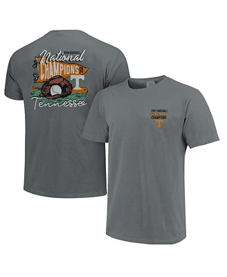 Image One Big Boys and Girls Gray Tennessee Volunteers 2024 Ncaa Men's Baseball College World Series Champions Comfort Colors Pennant T-Shirt