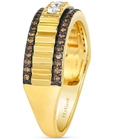 Le Vian Chocolatier Men's Chocolate Diamond & Vanilla Diamond Ridge Texture Ring (1/2 ct. t.w.) in 14k Gold