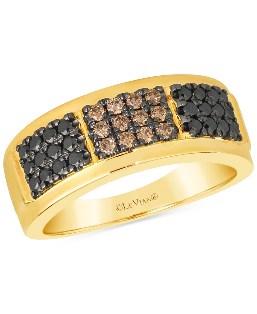 Le Vian Chocolatier Men's Chocolate Diamond & Blackberry Diamond Triple Cluster Ring (5/8 ct. t.w.) in 14k Gold