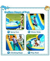 Inolait Inflatable Water Slide Kids Bounce House Castle Splash Pool with 350W Blower