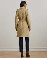 Lauren Ralph Women's Belted Velboa-Lined Quilted Trench Coat