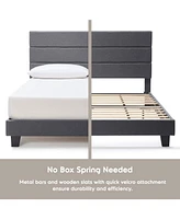 Clara Clark Horizontal Channel Upholstered Platform Bed - King