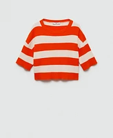 Mango Women's Striped Ribbed-Knit Sweater