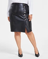 I.n.c. International Concepts Plus Size Faux-Leather Pencil Skirt, Created for Macy's