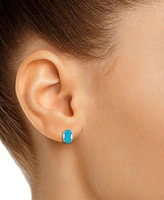 Turquoise Solitaire Oval Claw-Set Stud Earrings 14k Gold