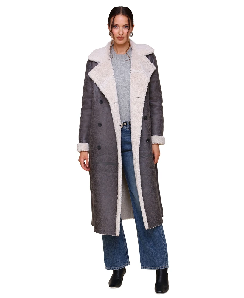 Avec Les Filles Women's Faux-Shearling Longline Coat