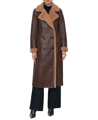 Avec Les Filles Women's Faux-Shearling Longline Coat