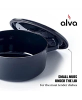 Alva Nori Black Enameled Cast Iron Dutch Oven Pot 5.3 Qt. with Lid & Dual Handles, Versatile Cooking Pot, Cast Iron Cookware, Oven Safe, Induction Com