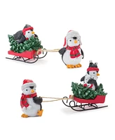 Slickblue Playful Penguins With Sled Figurine (Set of 2)