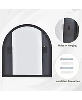 Homlux Arched Wall Mounted Mirror 32"x34" in Black