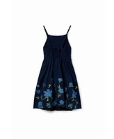 Desigual Girls Strappy floral embroidery dress