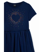 Desigual Girls Girls's Rhinestone heart dress