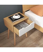 Sugift Modern Nightstand with Storage Drawer for Bedroom Living Room