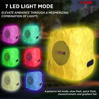 5 Core Outdoor Speakers Bluetooth Waterproof Linkable Tws Patio Pool Garden Wireless 10W Rms Solar Rock Speaker w Rgb Light