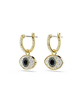 Swarovski Evil Eye, Blue, Gold-Tone Plated Symbolica Drop Earrings