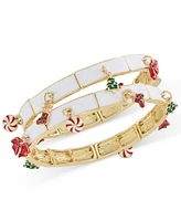 Holiday Lane Gold-Tone Stretch Charm Bracelet, Created for Macy's