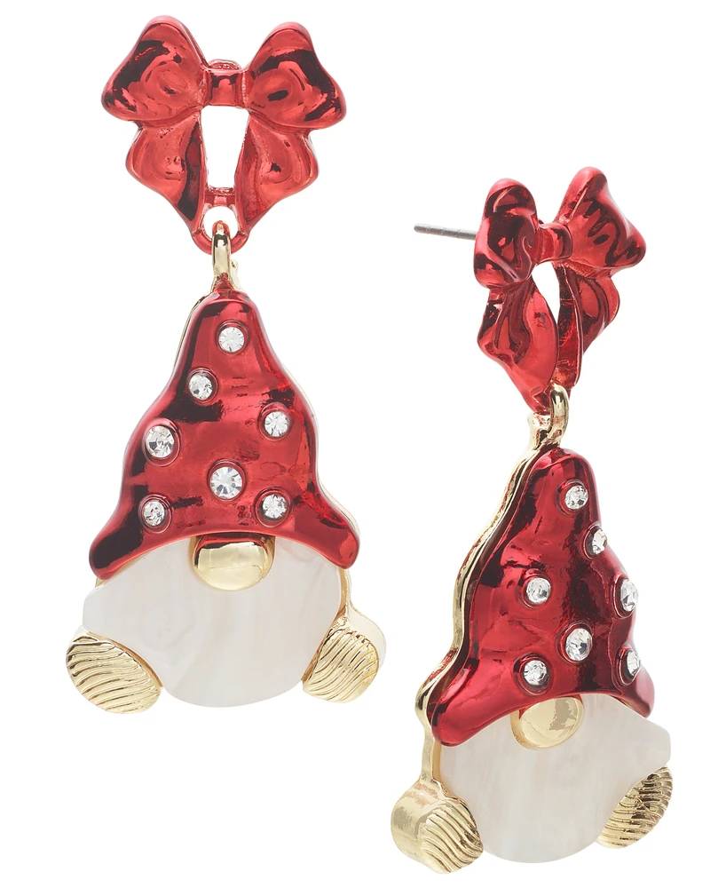 Holiday Lane Gold-Tone Pave Gnome Drop Earrings, Created for Macy's