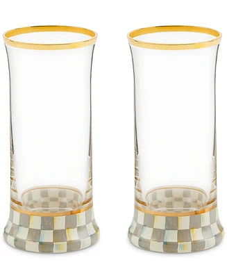 Mackenzie-Childs Sterling Check Highball Glass, Set of 2