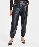 Bar Iii Women's Faux-Leather Joggers, Created for Macy's