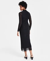 Bar Iii Women's Embellished Mesh Bodycon Midi Dress, Created for Macy's