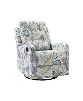 Hulala Home Arlette Transitional Swivel Recliner with Metal Base