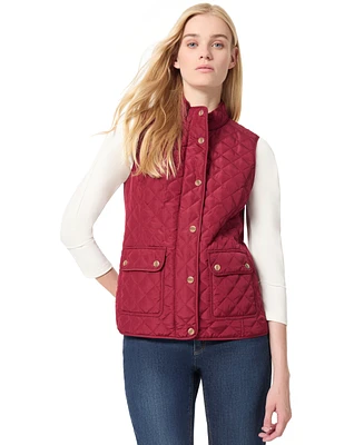 Jones New York Women's Quilted Patch Pocket Vest W/Snaps Zipp Jacket