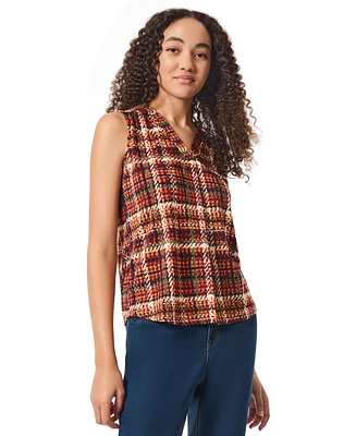 Jones New York Women's Printed Pleat-Front Moss Crepe Top