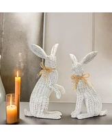 Slickblue Wicker Rabbit Statue (Set of 2)