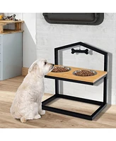 Sugift 5 Heights Elevated Pet Feeder with 2 Detachable Stainless Steel Bowl