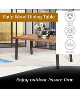 Sugift Rectangular Acacia Wood Rustic Dining Furniture Table