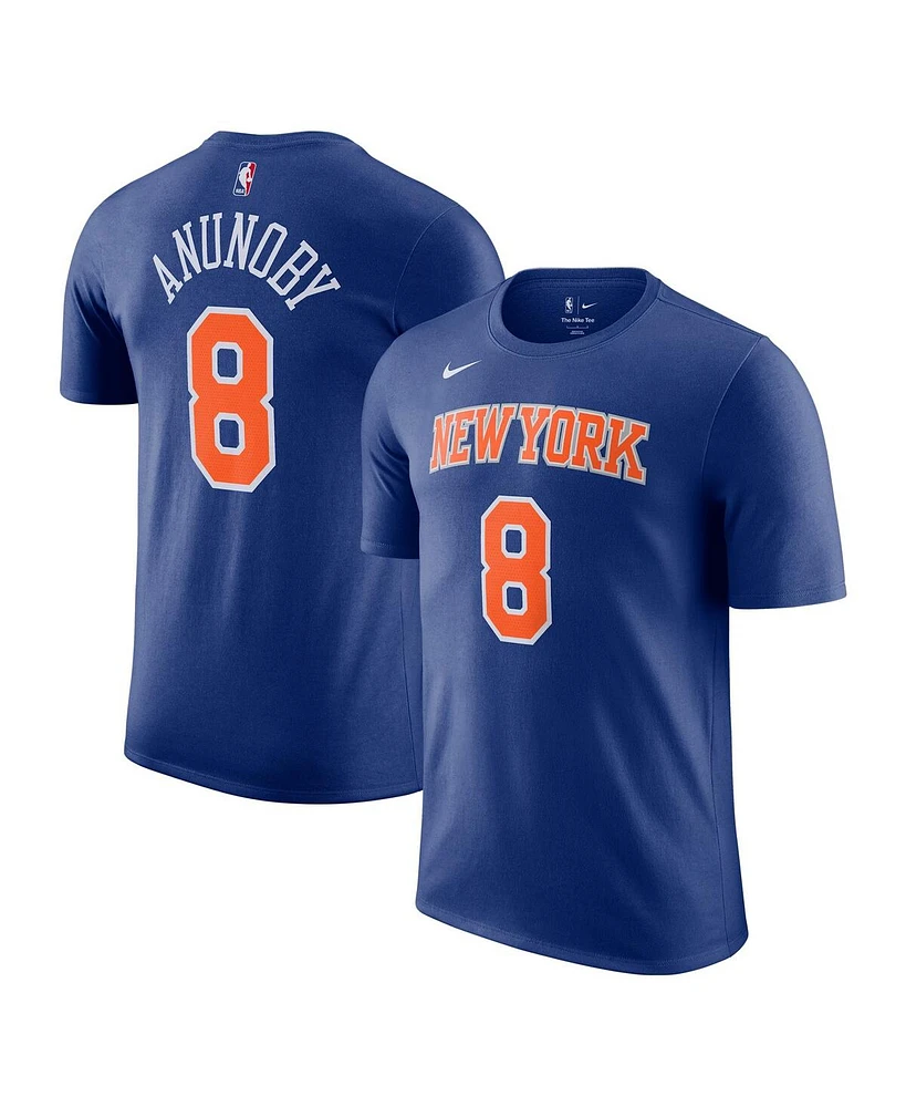 Nike Men's Og Anunoby Blue New York Knicks Icon Edition Name Number T-Shirt