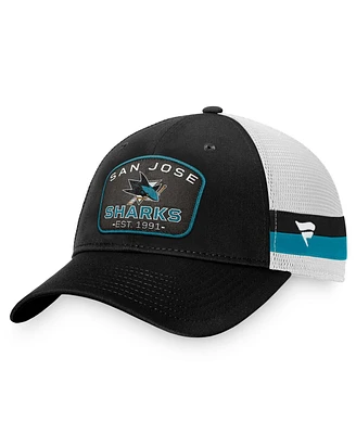 Fanatics Men's Black/White San Jose Sharks Fundamental Striped Trucker Adjustable Hat