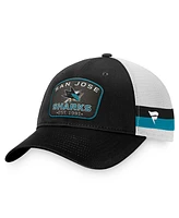 Fanatics Men's Black/White San Jose Sharks Fundamental Striped Trucker Adjustable Hat