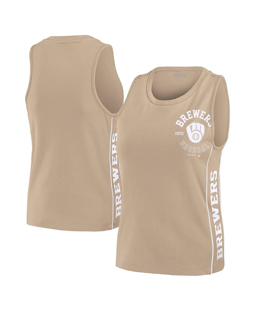 Wear by Erin Andrews Women's Tan Milwaukee Brewers Tonal Tank Top