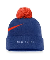 Nike Men's Royal New York Mets Swoosh Peak Cuffed Knit Hat with Pom