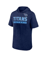 Fanatics Men's Heather Navy Tennessee Titans Push Short Sleeve Pullover Hoodie