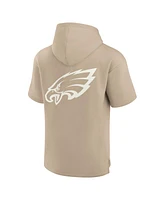 Fanatics Men's and Women's Khaki Philadelphia Eagles Elements Super Soft Fleece Short Sleeve Pullover Hoodie