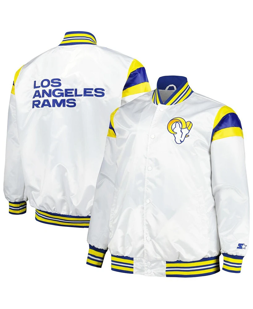 Starter Men's White Los Angeles Rams Satin Full-Snap Varsity Jacket