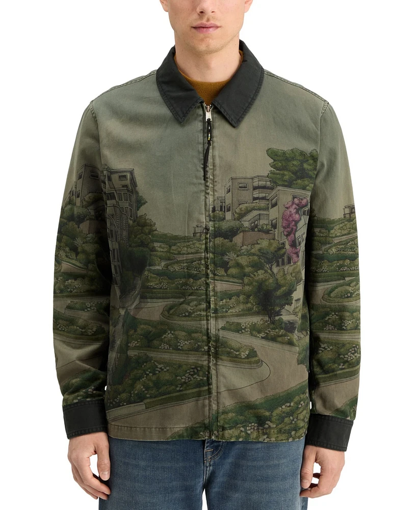 Scotch & Soda Men's Photo-Print Twill Coach Jacket