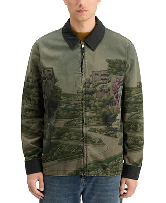 Scotch & Soda Men's Photo-Print Twill Coach Jacket