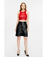 Furniq Uk Women's Leather Fashion Shorts, Black