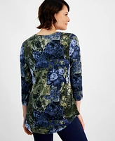 Jm Collection Petite Etch Medley Printed Top, Created for Macy's