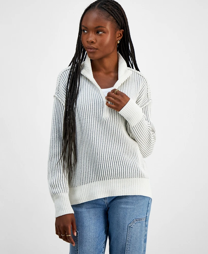 Ultra Flirt Juniors' Chenille Half-Zip Sweater