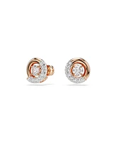 Swarovski Round Cut, White, Rose Gold-Tone Plated Dextera Stud Earrings